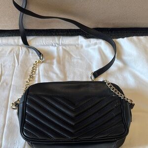 Express Black Chevron Crossbody Bag with Gold Chain